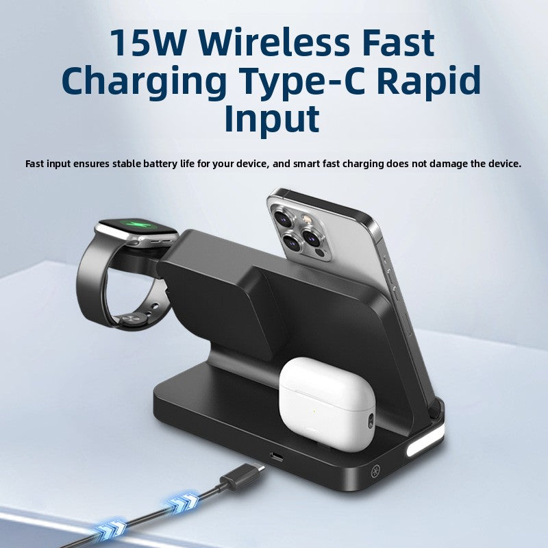 ⚡ Cargador Inalámbrico 7 en 1 con Reloj Despertador LED – Apple, Samsung & Huawei