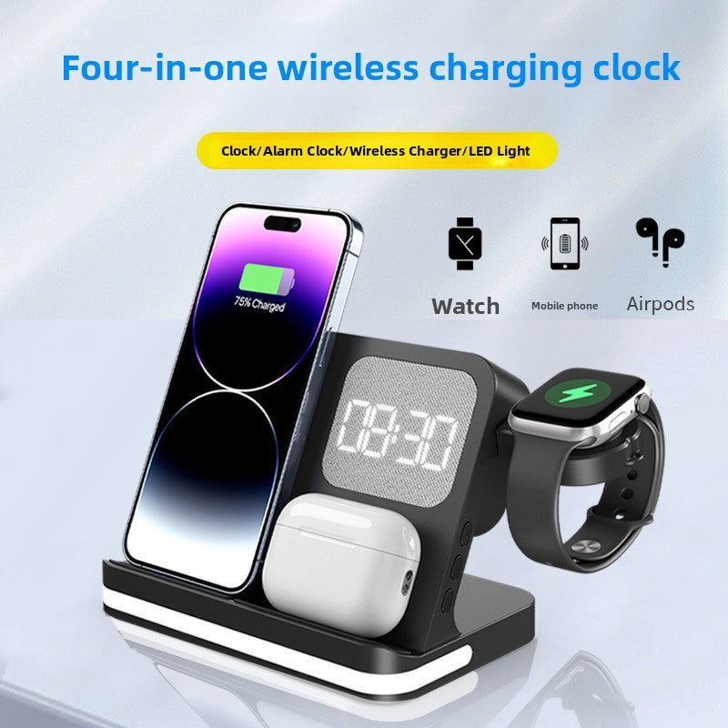 ⚡ Cargador Inalámbrico 7 en 1 con Reloj Despertador LED – Apple, Samsung & Huawei